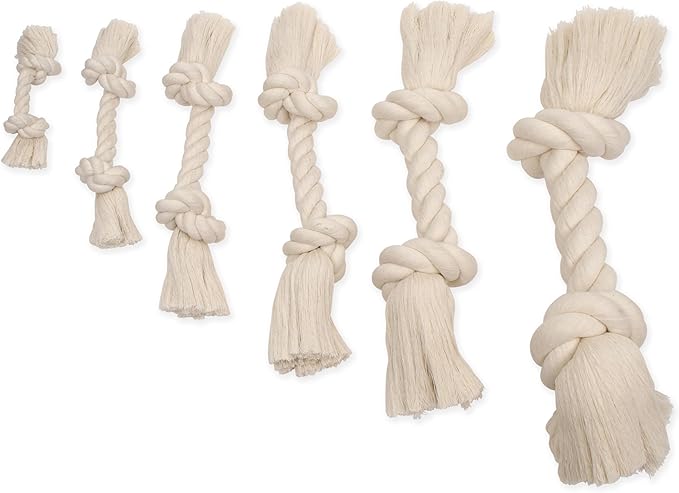 Mammoth Pet Products Dog Flossy Chews 100-Percent Cotton White Rope Bone, Medium, 12-Inch (10004V), All Breed Sizes
