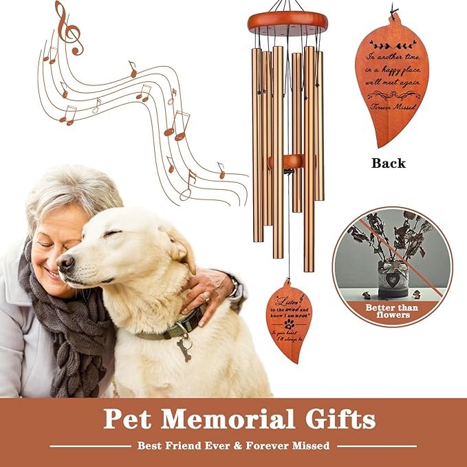 Pet Memorial Wind Chime, Dog Memorial Gifts for Loss of Dog, Pet Loss Sympathy Condolence Bereavement Passing Away Gift