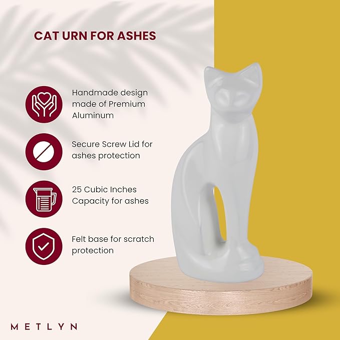 Cat Urns for Ashes - Pet Memorial Cat Urn Cat Memorial Gift, Pet Urn for Cat Ashes Keepsake Pet urns for Cats Ashes, Pet Ashes Urn, Pet Cremation Urn (White)
