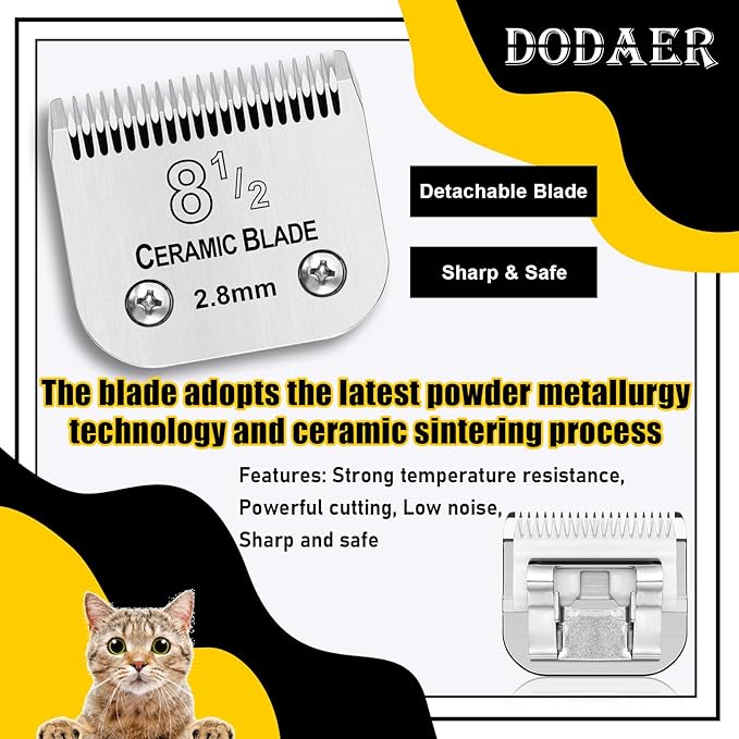Size 8 1/2 Detachable Pet Dog Grooming Clipper Ceramic Blade,Compatible with Andis,Oster A5,Wahl KM10 Series Clippers,Cut Length 7/64"(2.8mm)