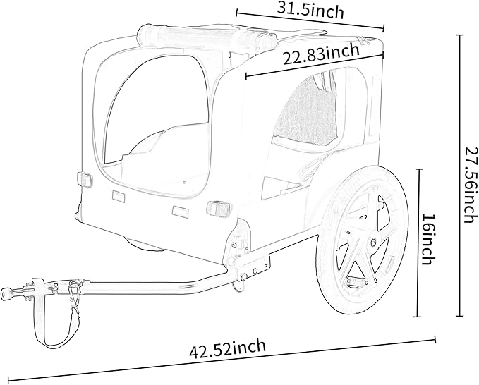 Heavy-Duty Dog Bike Trailer & Collapsible Pet Carrier for Bike with 16-Inch All-Terrain Wheels, Universal Hitch, Safety Flag & Weather-Resistant Design for Outdoor Adventures