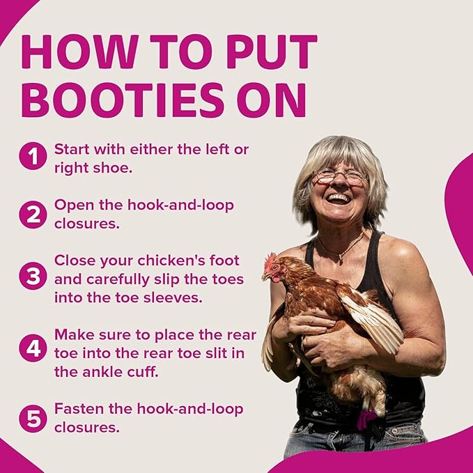Chicken Shoes for Injured Feet – Protective Neoprene Footwear for Chicken, Open-Toe Design for Bumblefoot Relief, Made in USA (Chicken Shoes, Pink, Medium Chickens)