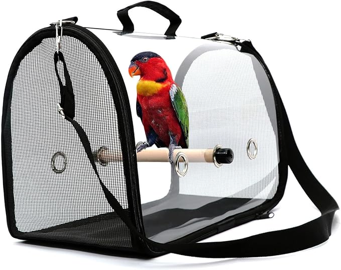 VIDECOR Pet Birds Bag, Lightweight Bird Carrier PVC Transparent Travel Cage Foldable Ventilation Pet Bird Travel Backpack Breathable Bird Travel Cage Portable Travel Bird Cage,A