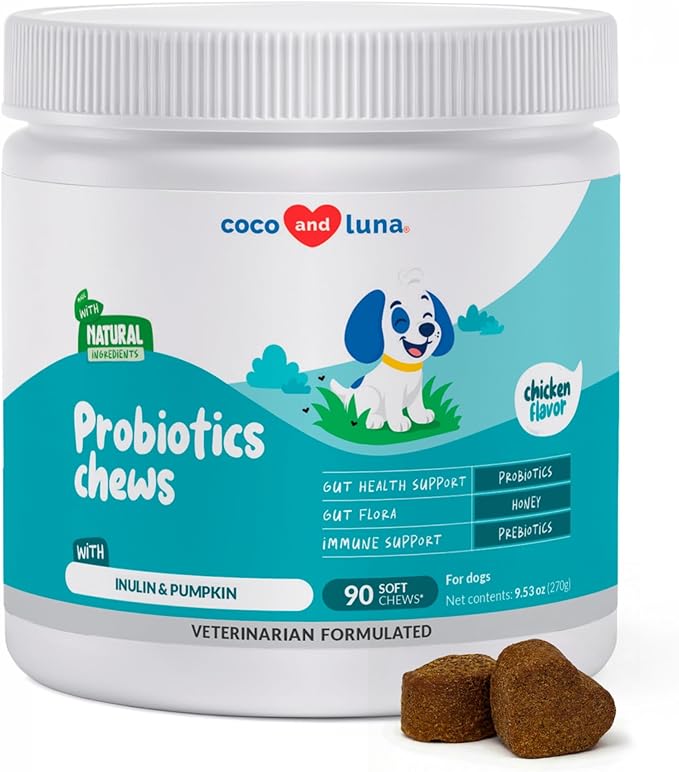 Probiotics for Dogs Digestive Health - Support Gut Health, Diarrhea, Gas, & Seasonal Allergies - with Honey, Pumpkin and Prebiotics for Digestive Support, Bad Dog Breath & Constipation