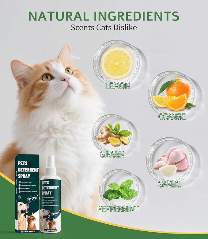Effectively - Cat Deterrent Spray, No Scratch Spray for Cats - Eco Friendly, Prevents Cats from Damaging Furniture and Fabrics, Cat Training & Behavior Aids Spray, Indoor & Outdoor Use