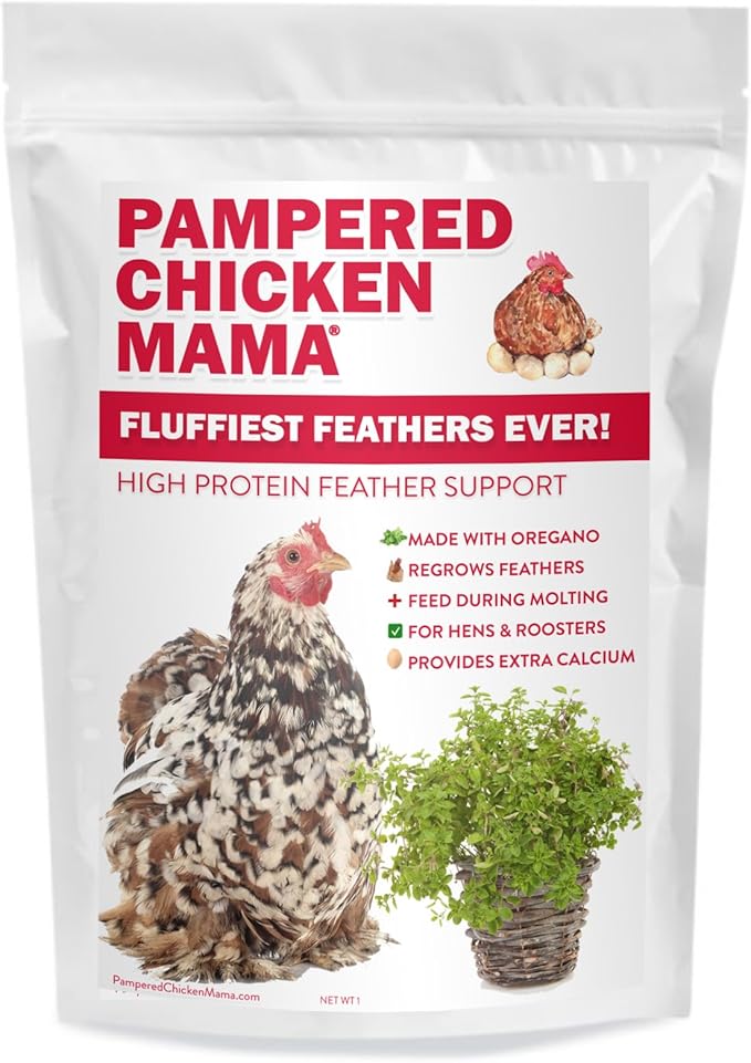 Pampered Chicken Mama Molting Supplement for Chickens: Fluffiest Feathers Ever Backyard Chicken Feed and Supplies for Hens (2 pounds)