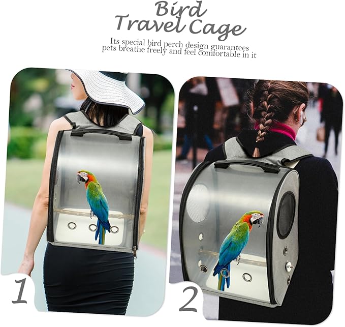Yardwe Bird Carrier for Travel Parrot Backpack with Window Comfortable Pet Bird Cage Bag