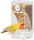 Pawfly Automatic Bird Feeder, Bird Feeder for Cage, No Mess Bird Feeder, Clear Acrylic Bird Cage Feeder, Parrot Feeder for Parakeet, Cockatiel, Budgie & Small Birds
