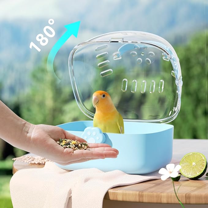 Bird Carrier Travel Cage, Portable Panoramic View Bird Travel Cage, Secure Ventilated Habitat with Water Bottle, Outdoor and Wild Adventures, Safe Transport for Small Birds, Parrots, Finches, Budgies