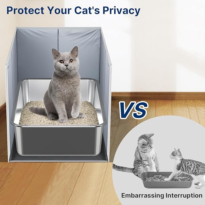 28"L × 20"W × 17"H Foldable Cat Litter Box Enclosure, All-in-One Litter Box Splash Guard for Large Litter Pan, High Sided Litter Box Shield with Removable Mat, Easy to Clean, No Mess, Odorless