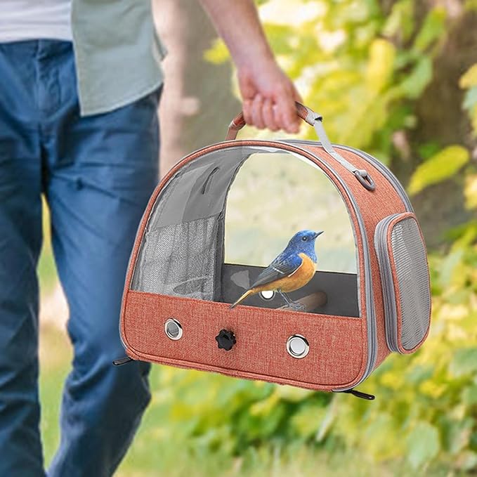 Bird Carrier Bag - Travel Bird Backpack Cage, Bird Backpack Carrier, Travel Cage Bird, Parrot Backpack Bag, Pet Transparent Breathable Travel Cage for Birds, Small Pets, Hamsters, Rabbits, Parrots