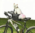 Bike Pet Seat with Internal Safety Tether – Front Bicycle Dog Carrier, Steel Frame Support, Breathable Mesh & Soft Cushion