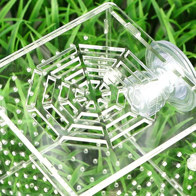 Acrylic Fish Breeding Tank with 2mm Round Hole Suction Cups 10x10x10cm Isolation Box for Aquarium Fish Hatchery and Fry Nursery