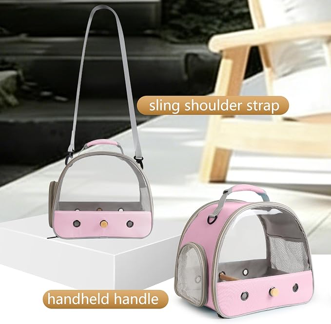 Bird Travel Carrier, Portable Small Bird Parrot Parakeet Carrier with Standing Perch, Side Access Window Collapsible