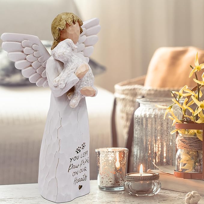 BORLESTA Pet Memorial Gifts for Dogs - Loss of Dog Sympathy Gift, Pet Loss Sympathy Gift, Dog Memorial Gifts, Pet Remembrance Gift, Bereavement Gifts Dogs Statue Angel Figurines (White)