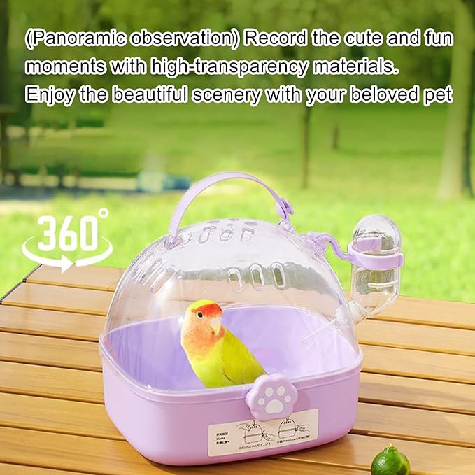 Bird Carrier Cage - PVC Travel Hamster Cage with Water Bottle,Breathable Pet Bird Carrying Accessory for Cockatiels Chinchillas Lovebirds Budgies Conures Parakeet Hedgehog Sparrow
