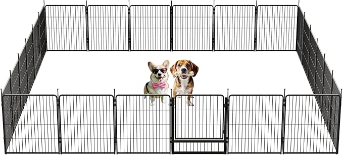SunsGrove Dog Playpen for Indoor, Heavy Duty 32 Inch 24 Panels Dog Playpen for Small and Medium Dogs, Free and Safe Play Dog Fence, Black