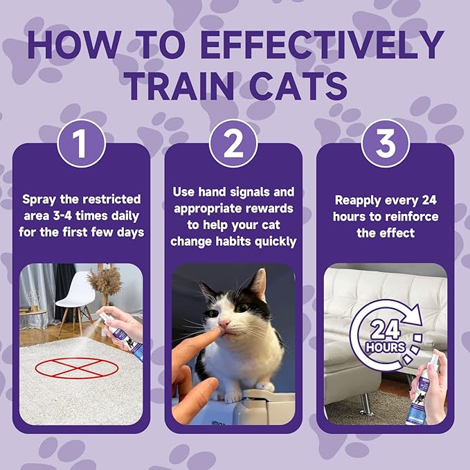 Cat Deterrent Spray, 6.76 FL Oz Natural Cat Repellent Spray Indoor & Outdoor, Anti-Scratch Training Aid for Furniture, Sofas, Rugs, Curtains, Plants - Non-Toxic, Alcohol-Free Formula