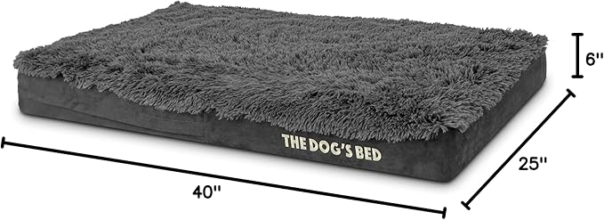 The Dog’s Bed Orthopedic Memory Foam Dog Bed Mattress, Fur Fabric, Grey Fur, Large, 6-Inch