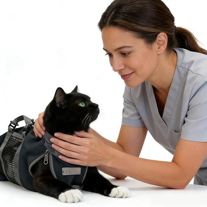 Cinf Cat Nail Clipping Cleaning Grooming Restraint Bag No Scratching Biting for Bathing Nail Trimming Injecting Examining(Black,S)