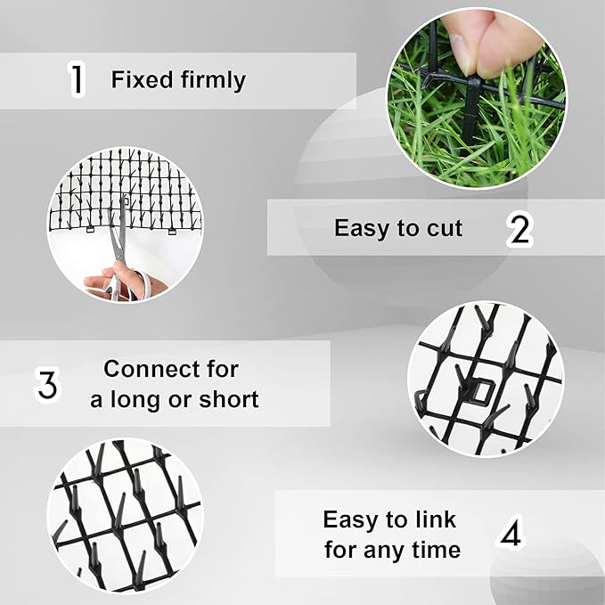 Zopeal 13ft Cat Repellent Mat with 12 Ground Stakes 12 Zip Ties, Spikes Deterrent Mat Keep Dog Off Couch for Indoor Outdoor Keep Pet Off Yard Garden