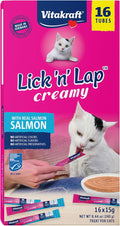 Vitakraft Lick 'n' Lap Snack Creamy, Cat Treat with Real Salmon, 16 Count