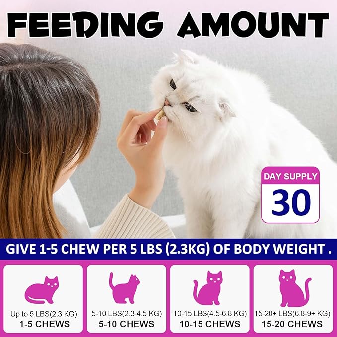 Cat Multivitamin Crunchy & Creamy Chews, Cat Treats Support for Immune, Joint, Skin & Coat, Digestion, Heart & Eyes, Cats Vitamins Supplements with Taurine for Cats Kittens - Chicken Flavor