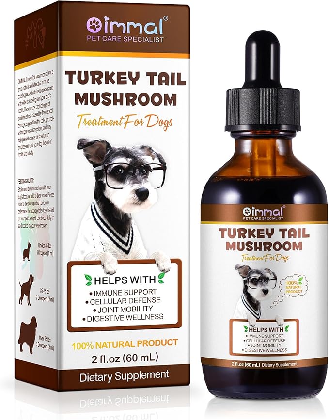 Immune Mushroom Drops for Dogs, Natural Dog Mushroom Liquid Drop with Turkey Tail Mushroom Extract Support Immune Booster, Digestive & Joint Mobility, Liquid Mushroom Supplement - 2 fl oz / 60ml
