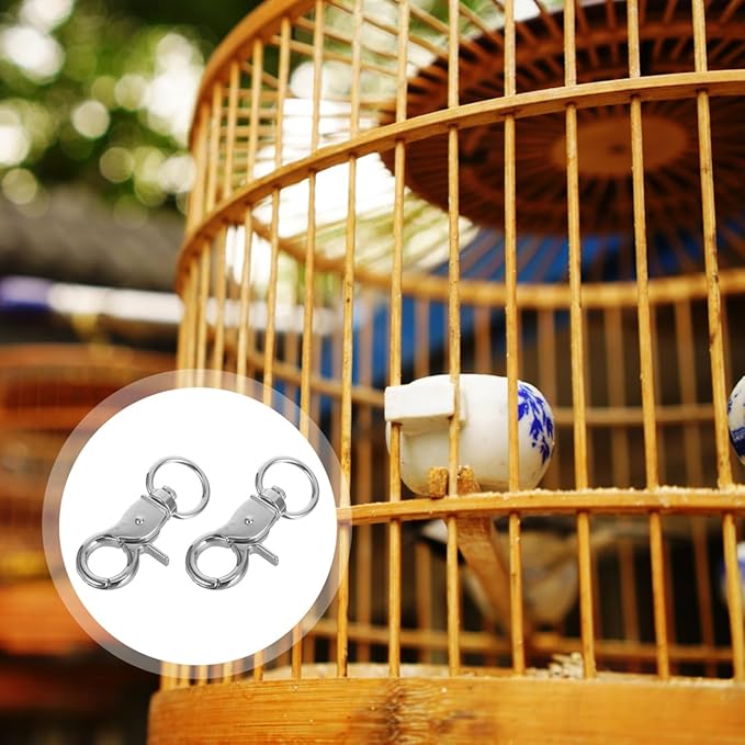 5pcs Birdcage Lock Metal Snaps Door Chain Lock Heavy Duty Birds Cage Metal Clip Spring Hook Bird Cage Door Bird Accessories Stainless Steel Fly Rope Parrot to Rotate