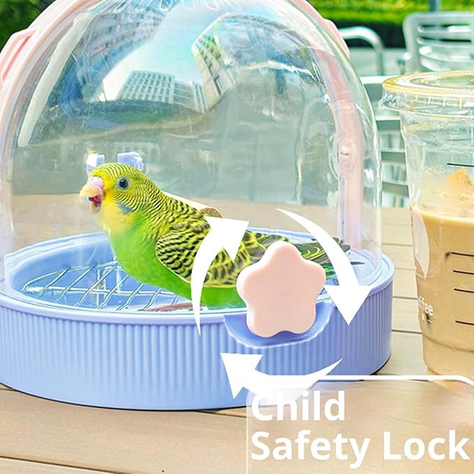 Breathable Outdoor Bird Carrier with Detachable Floor Grids Spacious Interior & Attached Water Bottle Ventilated Bird House for Travel