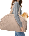 Dog Purse Carrier for Small Dogs - Dog Carrier Purse with Secure Harness Clip, Dog Tote Bag for Small Dogs and Puppies - Brown