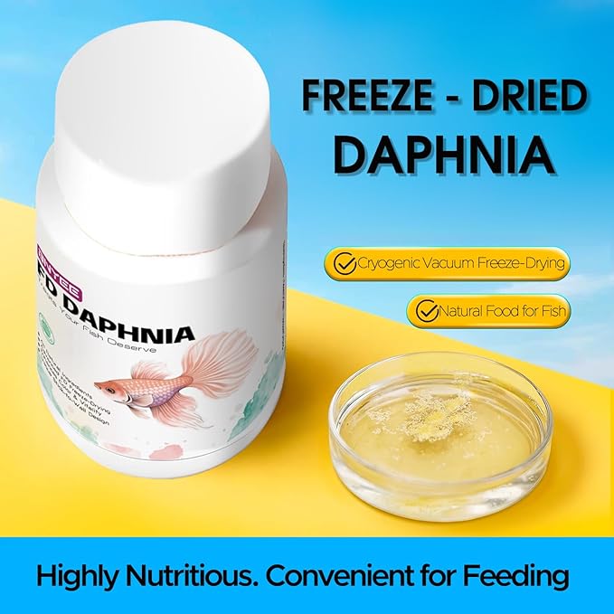 All Natural Tropical Fish Food for Small to Medium Sized Saltwater & Freshwater Fish - Betta Guppy Discus Cichlids Discus Goldfish Angel Fish (Daphnia)