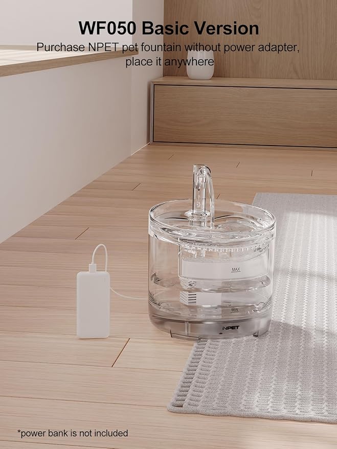 NPET Cat Water Fountain WF050TP 1.5L Automatic Pet Drinking Fountain with Replacement Faucet Kit - 4 Replacement Filters（No Adapter