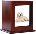 BRKURLEG Dog Urns for Ashes, Wood Pet Urn with Photo Frame, Pets Ashes Box Cremation for Cat Dog, Memorial Box for Dogs, Animal Wood Urn, Suitable for Most Pets