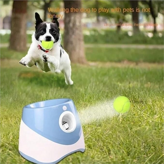Dog Launcher Automatic Toy Tennis Throwing Pinball Machine Fun Interactive Throw Rechargable Catapult USB Charging(Yellow)