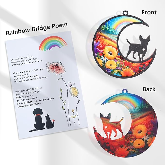 DIY Chihuahua Memorial Suncatcher with Sympathy Card,Loss of Dog Sympathy Gift, Chihuahua Gifts for Women, Xmas Dog Decor Ornament (5-Chihuahua)