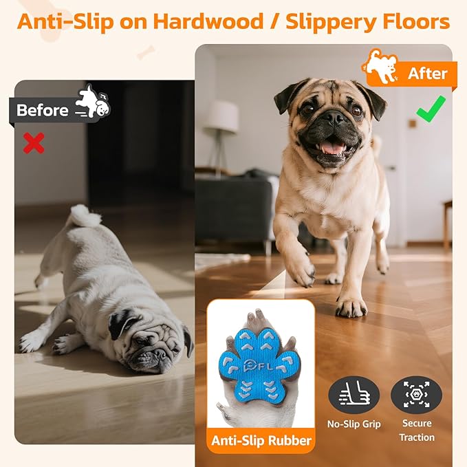 Non-Slip Dog Paw Protector Pads for Senior Dogs, Dog Paw Traction Stickers with Anti-Slip Rubber, Help Walk on Hardwood Floor, Blue 48pcs, M for 11-20lbs
