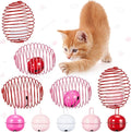 Jecery 5 Pcs Cat Spring Balls Toys Stretchable Rolling Balls Colorful Playful Coils Interactive Action Toy Caged Rats for Kitten Pet Supplies (Bell,Pink Red)