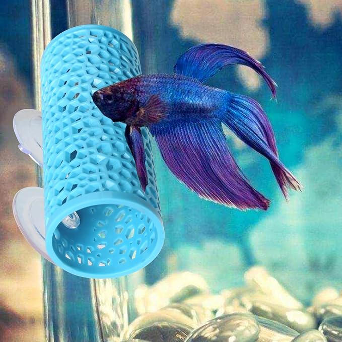 Abizoo Betta Fish Tunnel Hideout for Aquarium Decoration Hollow Coral Design Smooth Finish, Fish Tank Accessory Habitat Cave for Betta Shrimp Guppies Neon Tetras Zebra Danios and Other Small Fish