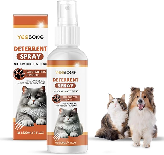 Cat Deterrent Spray - Natural Safe Premium Cat Spray Deterrent for Cats and Kittens, Cat Dogs Scratch Deterrent Training Aid Indoor and Outdoor for Furniture, Sofas, Curtain - 4.23 oz