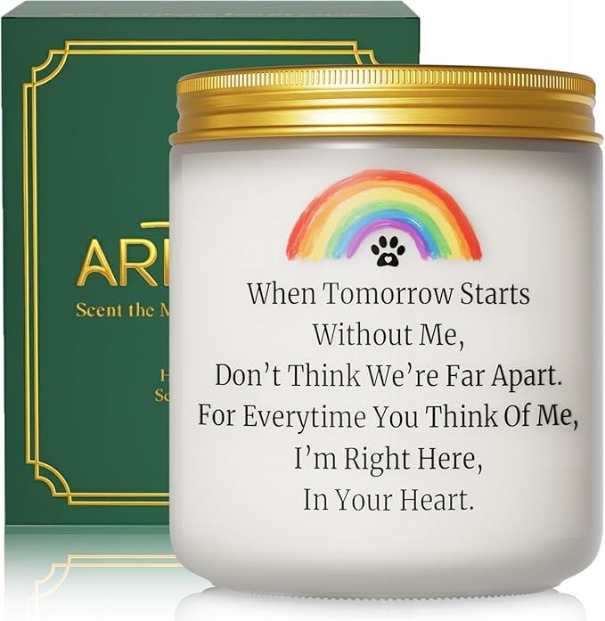 Dog Memorial Gifts for Loss of Dog, Pet Memorial Gifts, Sympathy Gift for Pet Loss with Poem, Rainbow Bridge Remembrance Candle, Passed Away Condolence Present for Pet Lovers, Cat Dog Grief Keepsake
