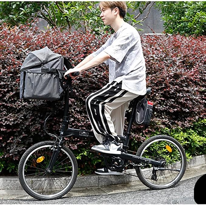 Dog Bicycle Basket Front – Pet Bike Carrier Seat with Washable Cushion, Reinforced Mount, Anti-Shake Straps, Fits Most Handlebars