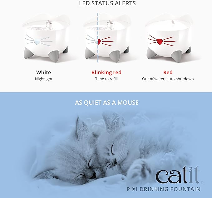 Catit PIXI Cat Drinking Fountain, Running Water Fountain, Pink