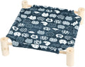 Patas Lague Cat and Dog Hammock Bed for Small Dogs, Flannel Fleece Wooden Cat Pet Rabbit Elevated Bed Cots Furniture for All Seasons Blue