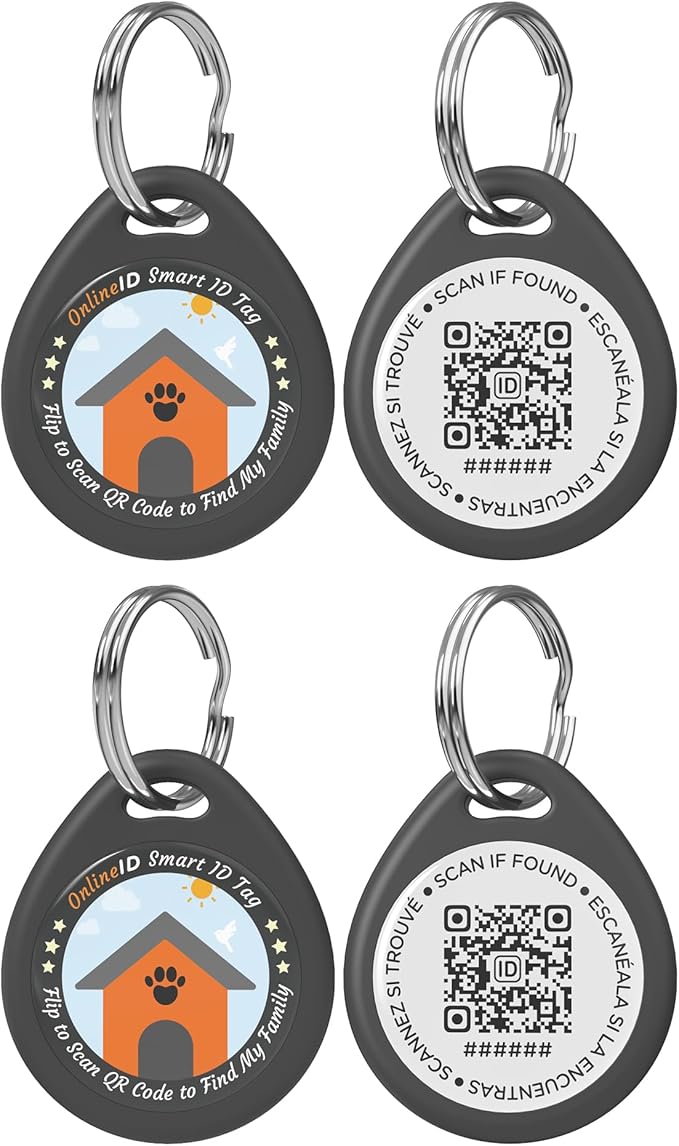 2 Pack Personalized Cat Tags,QR Code Pet ID Tags with Online Profile systerm,Editable Any Names and Phone numbles,2*Black,S