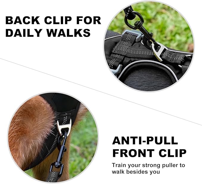 Plutus Pet No Pull Dog Harness, Release at Neck, Soft Padded, Reflective Adjustable Dog Vest Harness for Small, Medium, Large Dogs(Black, XL)