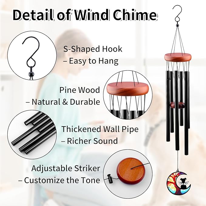 Pet Memorial Wind Chime – Dog Memorial Gifts for Loss of Dog, Loss of Pet Sympathy Gift, Pet Remembrance Bereavement Gift (Paw)