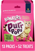 Bonkers Purrpops, Freeze Dried Catnip Flavor Lollipop Cat Treats, Healthy Single Ingredient Treats, Training Treats or Food Topper, for All Breeds and Ages, Value Pack (13 Pack, 52 Pieces)