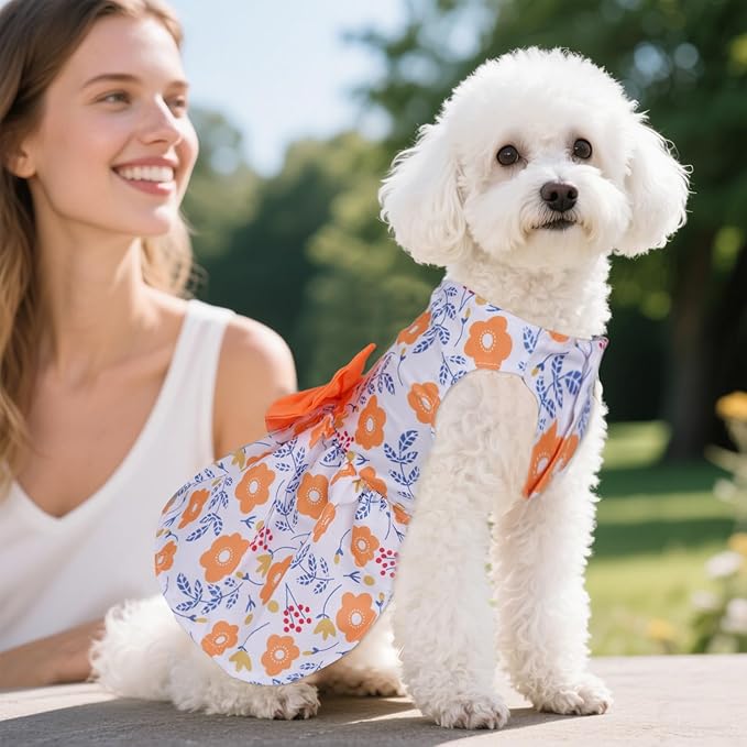 choyaxo Floral Dog Dress Cute Dog Skirt Pet Dress Summer Pet Clothes for Puppy Small Cats