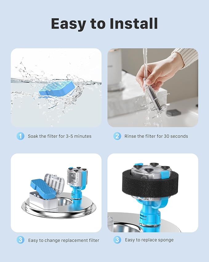 Cat Water Fountain Filters: Suitable for KOOGMOON Steel Cat Fountain(S4) - 6PCS Carbon Filter + 6PCS Foam Filter